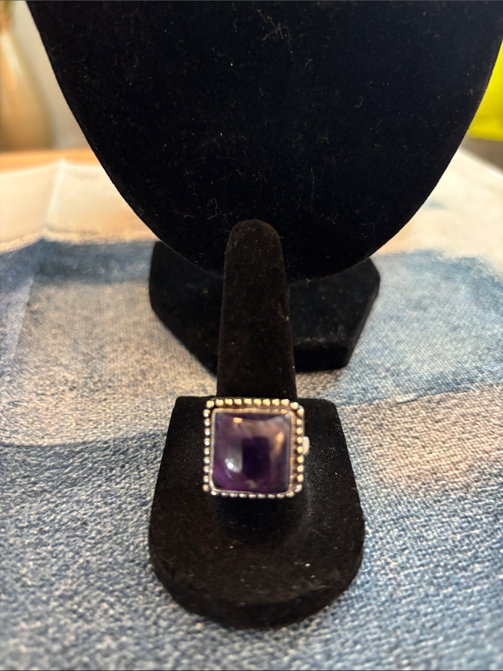 Sterling Silver Square Amethyst Cocktail Ring Size 8